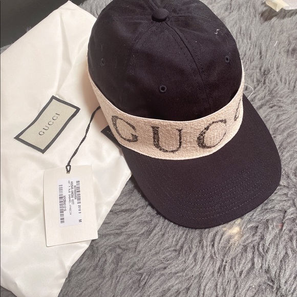 Gucci Accessories - Gucci Black Canvas White Headband Cabardine Hat M